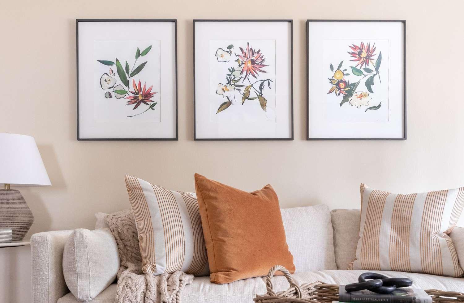 3 Photo Frames on wall
